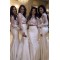 Long Mermaid Two Pieces White Lace Bridesmaid Dresses with Sleeves 902372