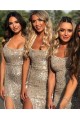 Long Silver Sequin Floor Length Bridesmaid Dresses 902373