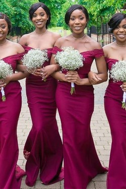 Long Mermaid Lace Off the Shoulder Bridesmaid Dresses 902374
