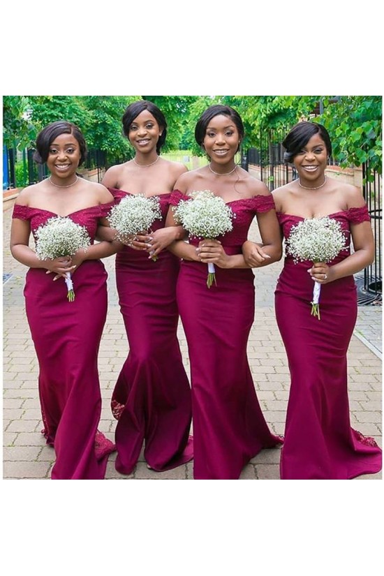 Long Mermaid Lace Off the Shoulder Bridesmaid Dresses 902374