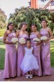 Long Lilac Strapless Floor Length Bridesmaid Dresses 902379