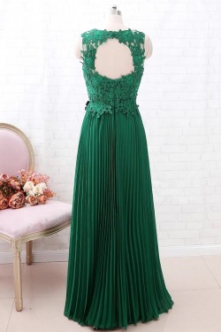 Long Green Lace and Chiffon Floor Length Bridesmaid Dresses 902380