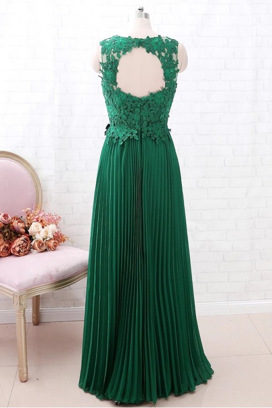 Long Green Lace and Chiffon Floor Length Bridesmaid Dresses 902380