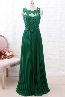 Long Green Lace and Chiffon Floor Length Bridesmaid Dresses 902380