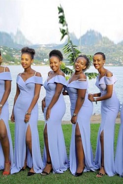 Long Mermaid Off the Shoulder Floor Length Bridesmaid Dresses 902381