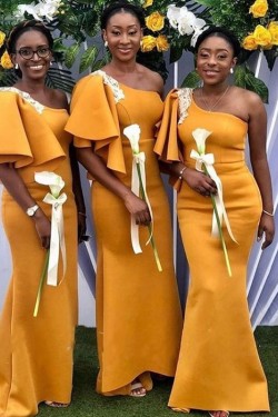 Long Mermaid One Shoulder Bridesmaid Dresses 902386