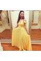 Long Yellow Off the Shoulder Chiffon Bridesmaid Dresses 902387