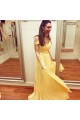 Long Yellow Off the Shoulder Chiffon Bridesmaid Dresses 902387