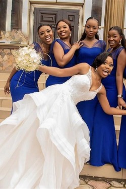 Long Royal Blue Mermaid Bridesmaid Dresses 902393