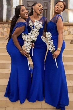 Long Royal Blue Mermaid Bridesmaid Dresses 902393