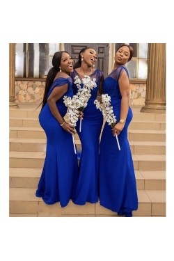 Long Royal Blue Mermaid Bridesmaid Dresses 902393