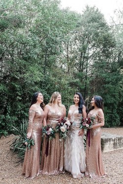 Long Sequin Floor Length Bridesmaid Dresses 902394