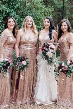 Long Sequin Floor Length Bridesmaid Dresses 902394