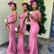 Long Mermaid Off the Shoulder Pink Bridesmaid Dresses 902395