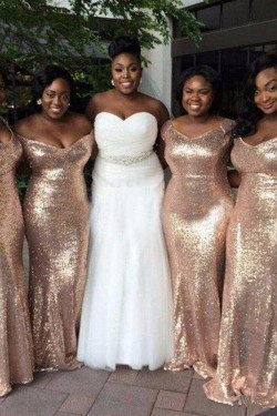 Long Sequin Mermaid Sparkle Bridesmaid Dresses 902396