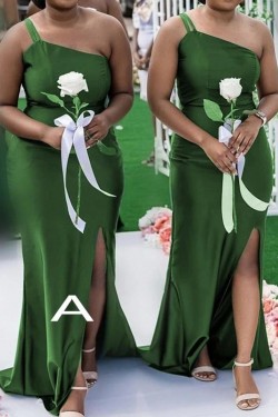 Long Green Floor Length Bridesmaid Dresses 902400