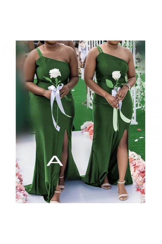 Long Green Floor Length Bridesmaid Dresses 902400