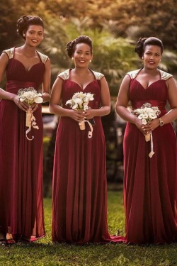 Long Chiffon Floor Length Bridesmaid Dresses 902404