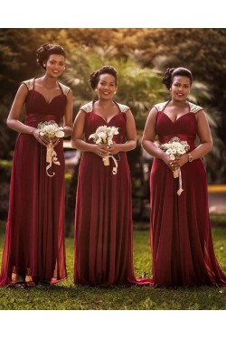 Long Chiffon Floor Length Bridesmaid Dresses 902404
