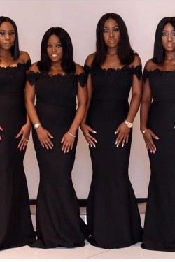 Long Mermaid Off the Shoulder Floor Length Bridesmaid Dresses 902405