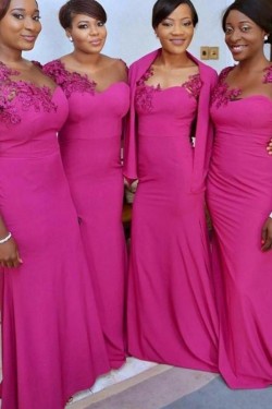Long Fuchsia Mermaid Bridesmaid Dresses 902406