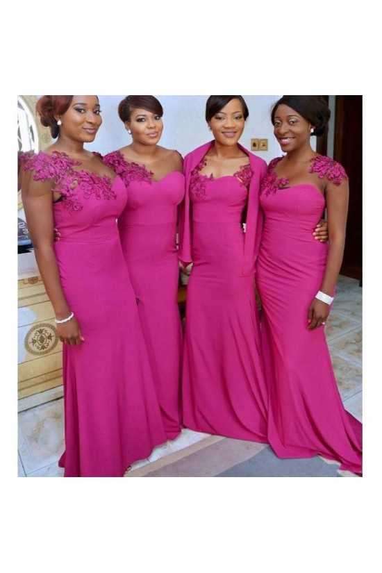 Long Fuchsia Mermaid Bridesmaid Dresses 902406