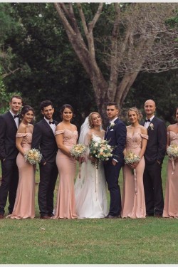 Long Mermaid Lace Off the Shoulder Bridesmaid Dresses 902407