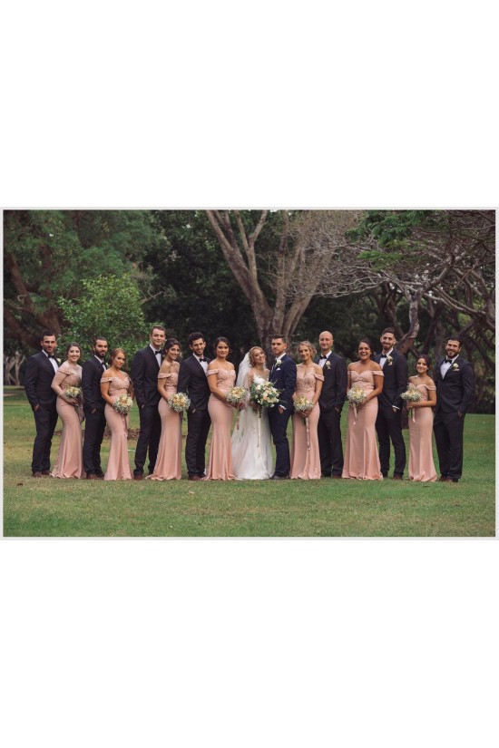 Long Mermaid Lace Off the Shoulder Bridesmaid Dresses 902407