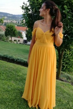 Long Pink Chiffon Bridesmaid Dresses 902409