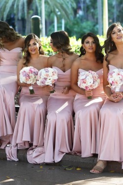 Long Pink Mermaid Sweetheart Bridesmaid Dresses 902413