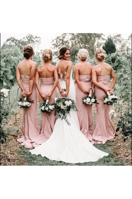 Long Pink Mermaid Sweetheart Bridesmaid Dresses 902413