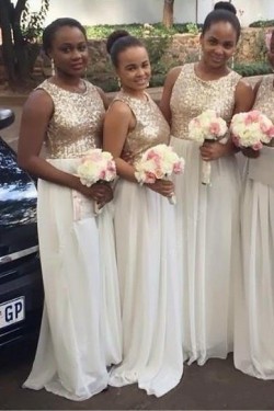 Long Chiffon Sequin Bridesmaid Dresses 902416