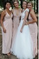 Sheath/Column V Neck Long Bridesmaid Dresses 902417