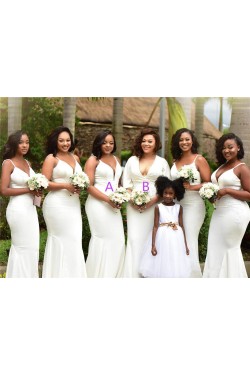 Long White Mermaid Bridesmaid Dresses 902419