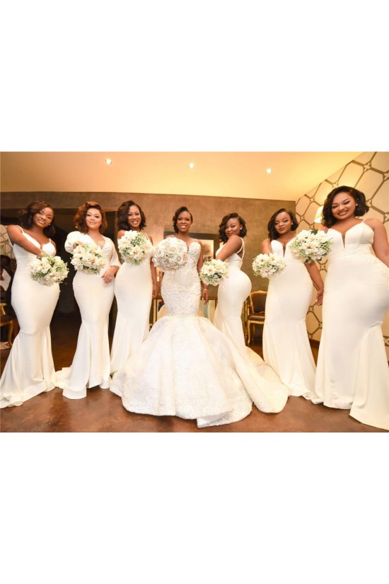 Long White Mermaid Bridesmaid Dresses 902419
