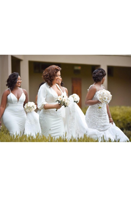Long White Mermaid Bridesmaid Dresses 902419