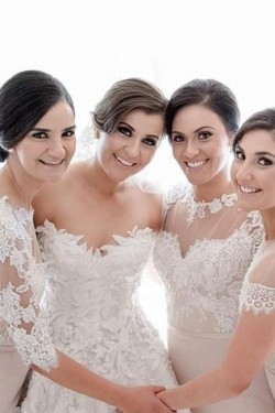 Long Mermaid Lace Bridesmaid Dresses with Sleeves 902423