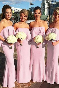 Long Lilac Strapless Chiffon Bridesmaid Dresses 902427
