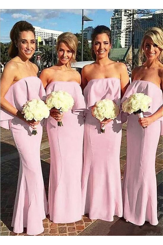 Long Lilac Strapless Chiffon Bridesmaid Dresses 902427