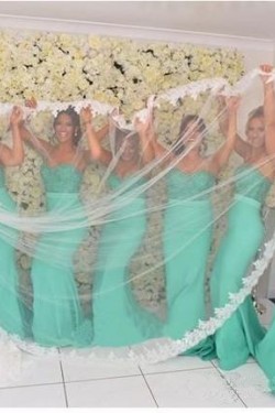 Long Mermaid Lace Floor Length Bridesmaid Dresses 902429