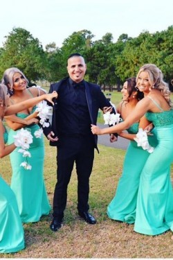 Long Mermaid Lace Floor Length Bridesmaid Dresses 902429