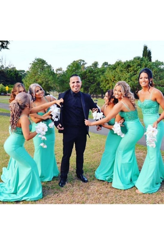 Long Mermaid Lace Floor Length Bridesmaid Dresses 902429