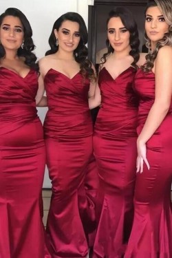 Long Mermaid Sweetheart Burgundy Bridesmaid Dresses 902433