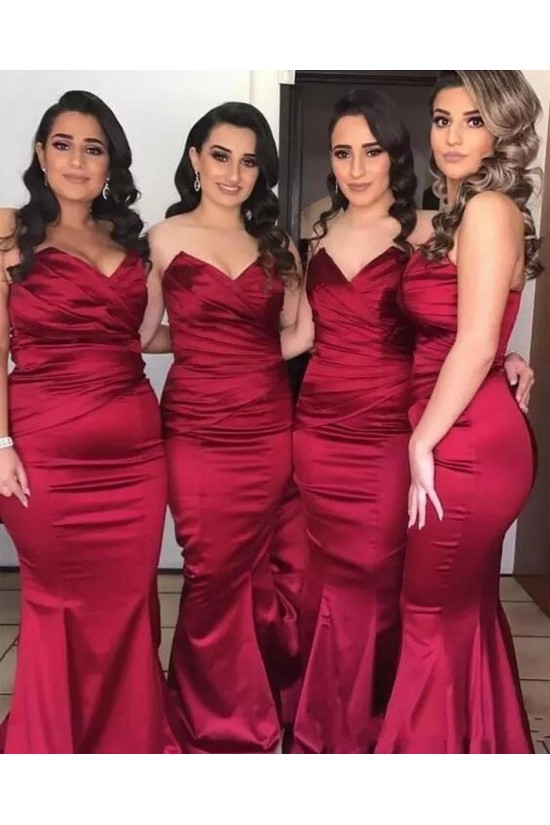 Long Mermaid Sweetheart Burgundy Bridesmaid Dresses 902433