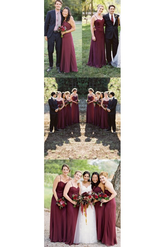 Long Spaghetti Straps Chiffon Bridesmaid Dresses 902440