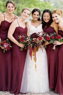 Long Spaghetti Straps Chiffon Bridesmaid Dresses 902440