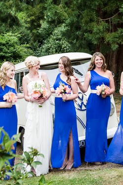 Long Royal Blue One Shoulder Chiffon Bridesmaid Dresses 902441