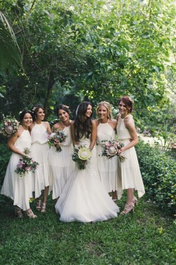 Asymmetrical White Chiffon Bridesmaid Dresses 902443