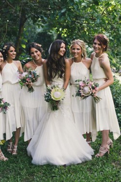 Asymmetrical White Chiffon Bridesmaid Dresses 902443