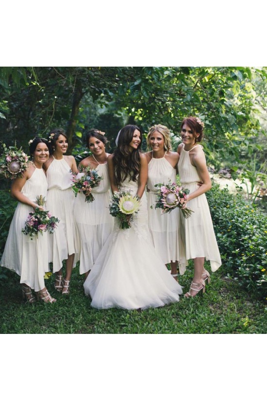 Asymmetrical White Chiffon Bridesmaid Dresses 902443 Asymmetrical White Chiffon Bridesmaid Dresses 902443